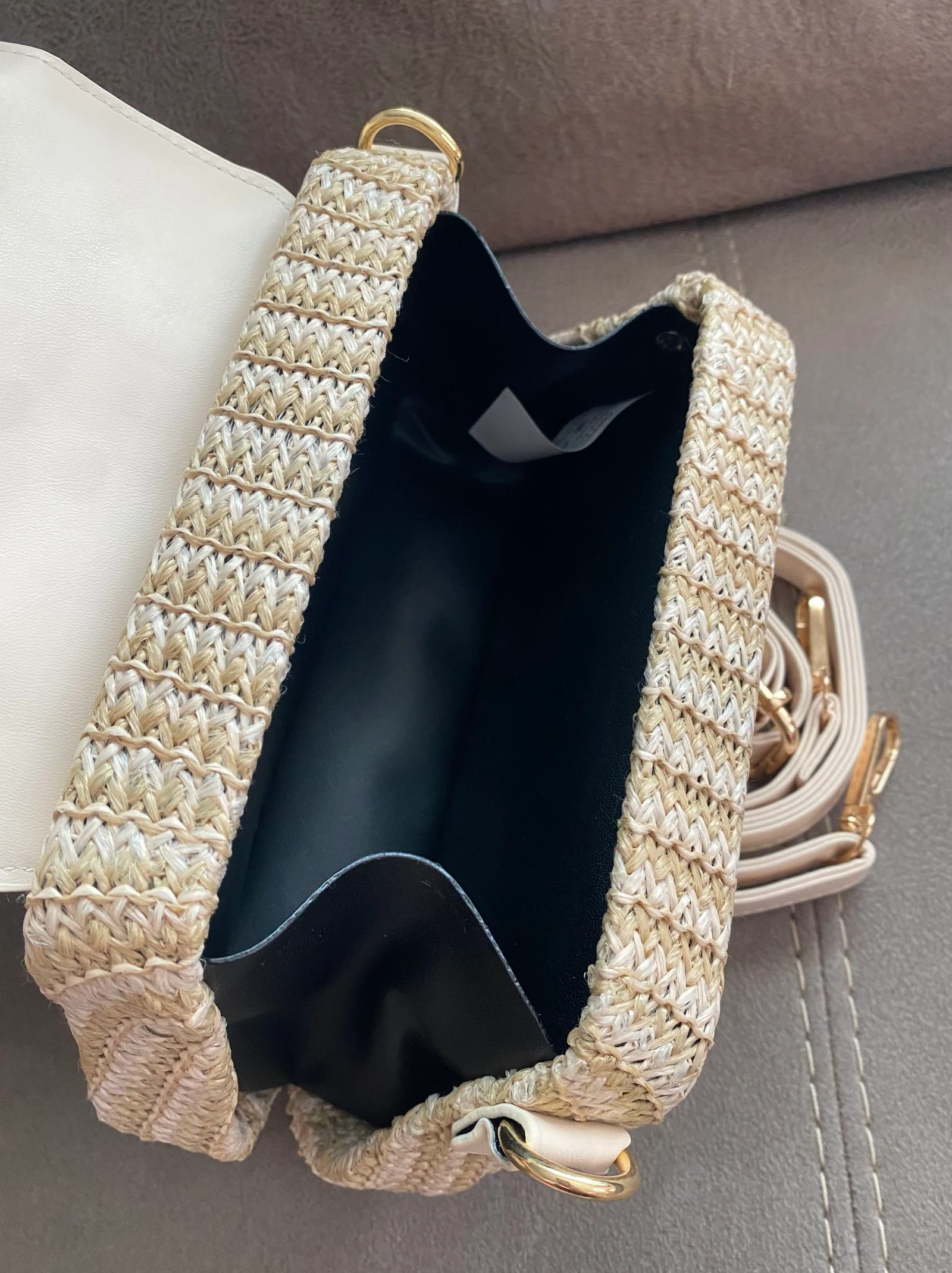 Beige koffers tas van rotan en kunstleer – photo 7